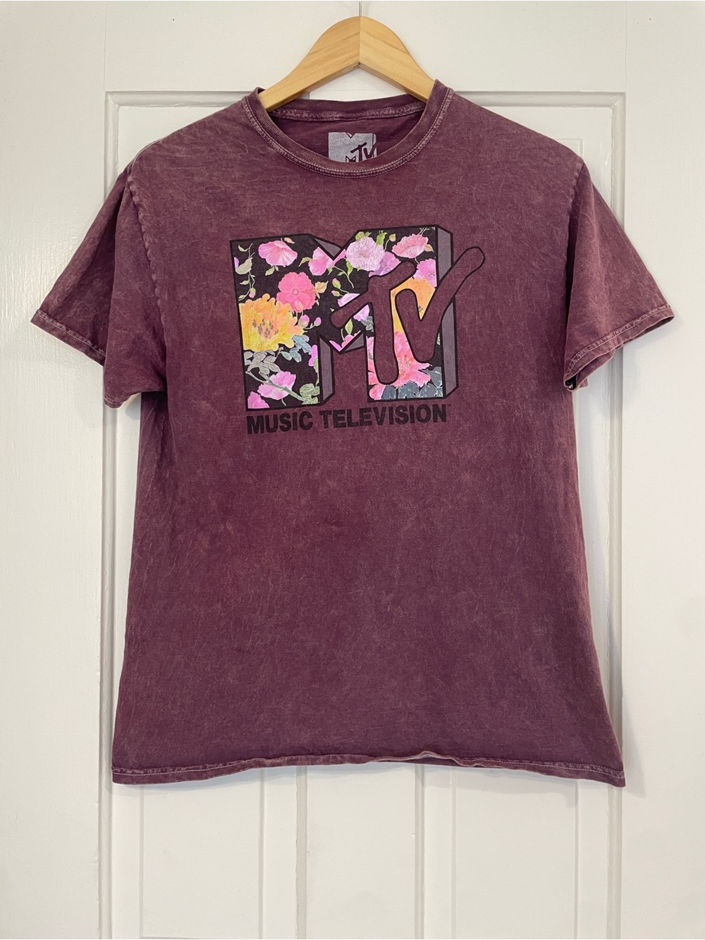 MTV Floral Logo Tee - Plum
